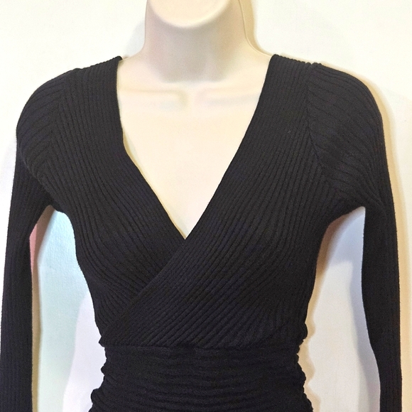 Windsor Black Ribbed Knit Long Sleeve Mini Dress, Small - Picture 5 of 14